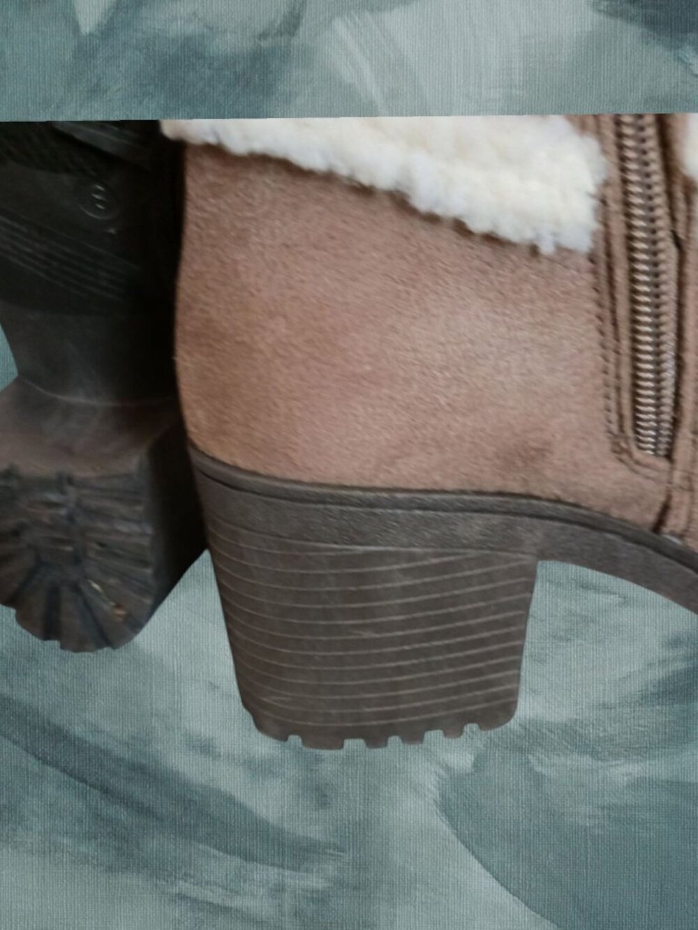 Olivia Miller Ankle Boots With Faux Sherpa Fur Lined Taupe Brown SIZE 8 - Picture 9 of 12